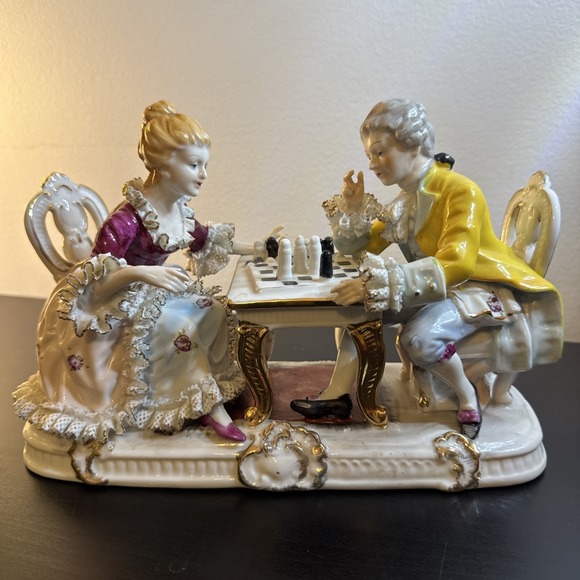 Other - Vintage porcelain‎ lace decor  statue playing chess